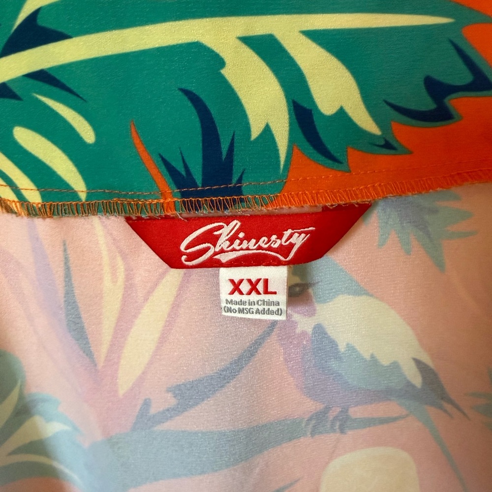 Shiverty Women's Tropical Print Dress in Green and Orange